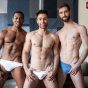 Hot muscle dudes Jason Cox and Lucas Leon double fucked by Sean Xavier