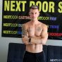 Young newbie stud Dante Foxx strips naked jerking his big long cock to a massive jizz load