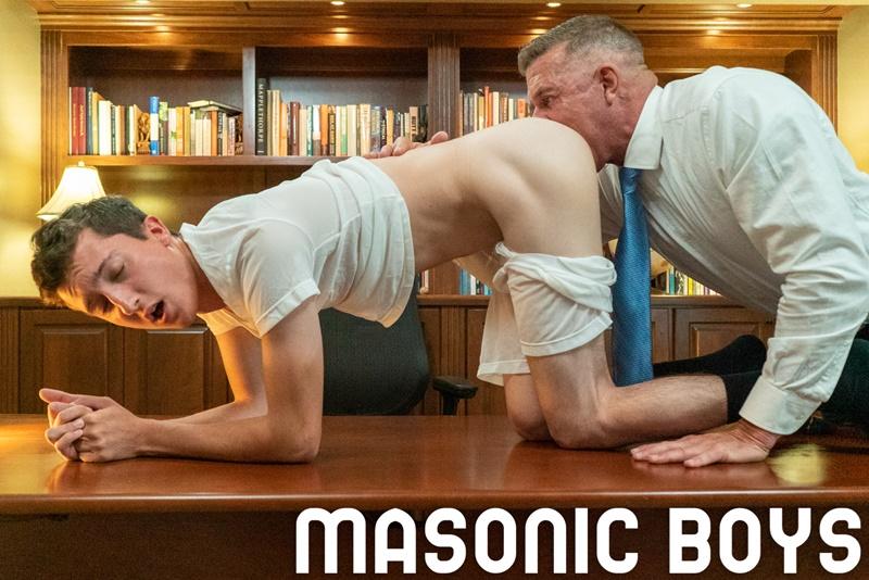Masonic Boys horny older hunk Matthew Figata’s huge dick raw fucking cutie Jack Andram’s virgin hole